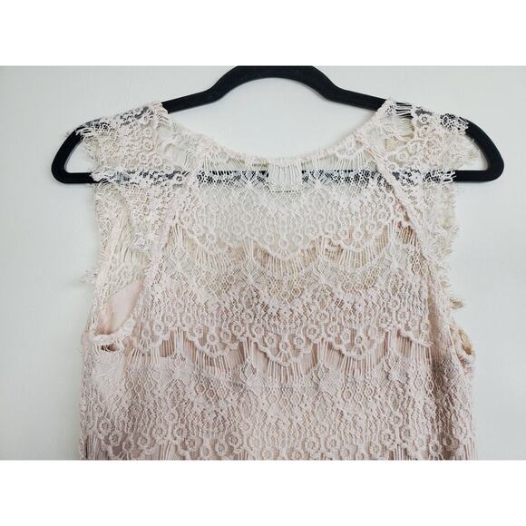 Free People Dress Womens Small IVORY Lace Peek A Boo Slip Sheath Formal Party - Picture 10 of 14